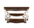 Sofa Table, Marble Paper Top, Mdf With Birch Middle Shelfpowder Coat Finish Metal Legs. 54