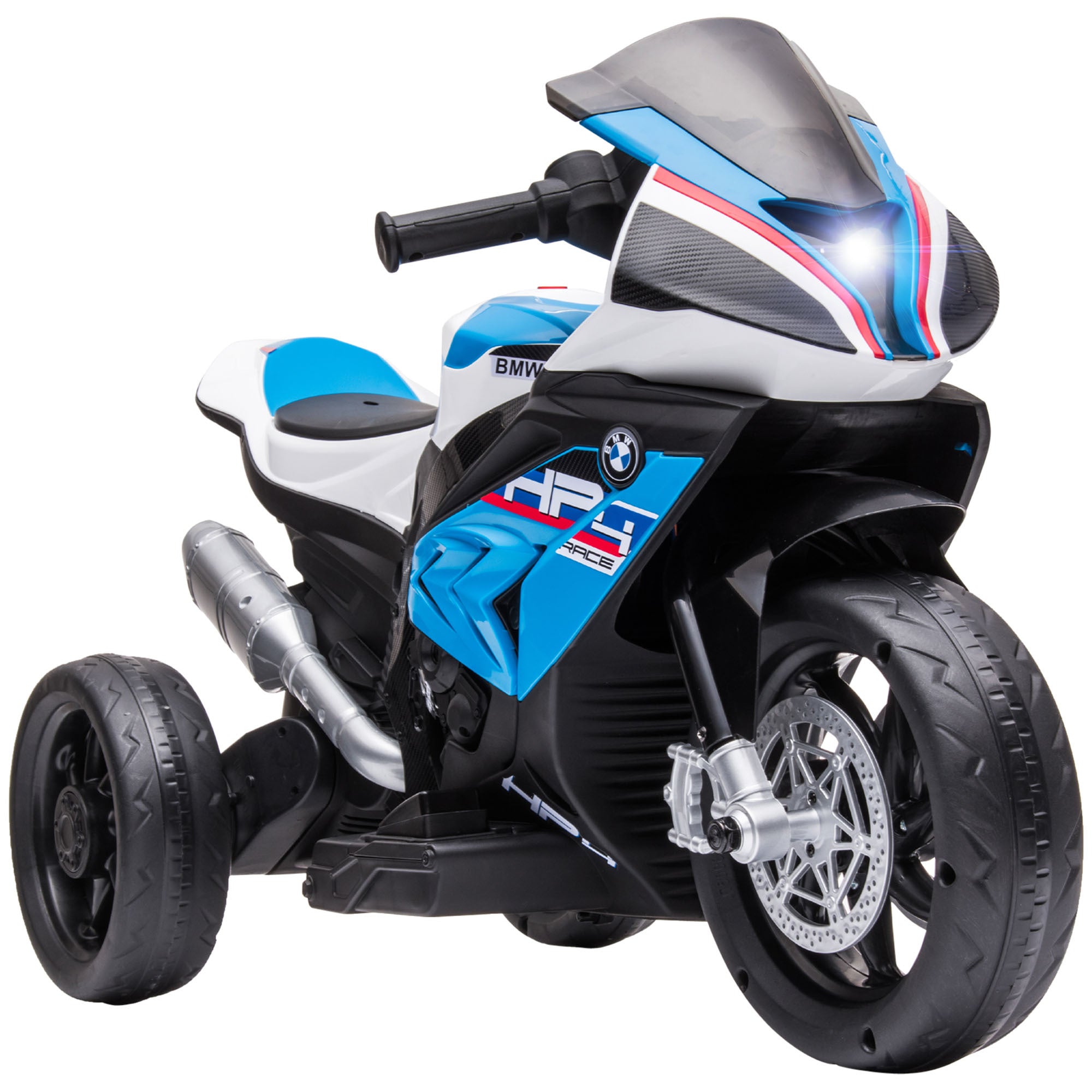 Licensed 6V Kids Ride On Motorcycle, Off Road Battery Powered Three Wheels Dirtbike With Usb, Aux, Music And Headlight For Toddler, Blue Blue Steel