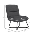 Armless Accent Chair, Upholstered Slipper Chair For Living Room With Crossed Steel Legs, Dark Gray Dark Gray Polyester