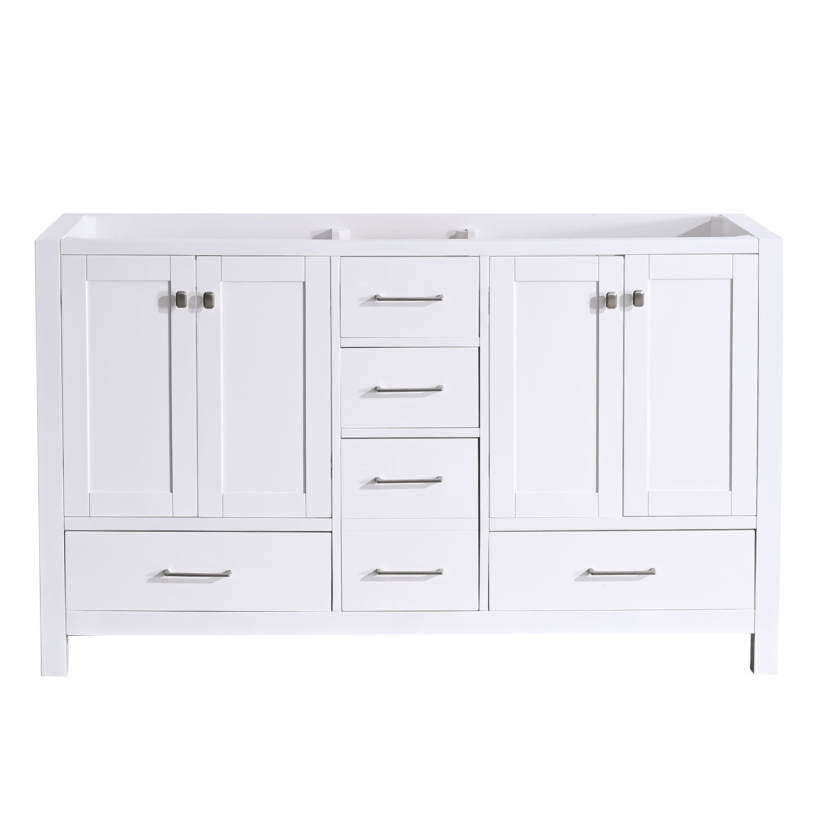 60 In Bathroom Vanity Without Top And Sink, 60 Inch Modern Freestanding Bathroom Storage Only, Bathroom Cabinet With Soft Close Doors And Drawers In White White Plywood