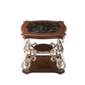 End Table, Marble Paper Top, Mdf With Brich Middle Shelf, Powder Coat Finish Metal Legs. 26.2
