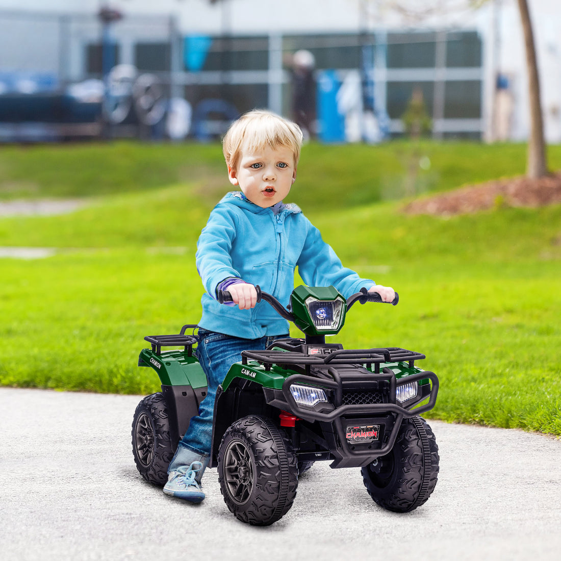 12V Kids Atv Battery Operated With Aux Port & Usb, Kids 4 Wheeler With Tough Wear Resistant Tread, Electric Four Wheeler Kids Ride On Car Electric Car, Green Green Steel