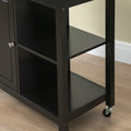 Kitchen Island Cart, Rolling Kitchen Island With Storage, Solid Wood Top, Drawer, For Dining Room, Black Black Mdf