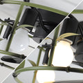 Flush Mount Ceiling Fans With Lights And Remote Control Green Caged Low Profile Ceiling Fan Modern Metal Ceiling Fanfor Farmhouse Dining Room Bedroom Kitchen Living Room Green Modern Iron
