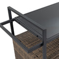 Outdoor Wicker Bar Cart, Patio Wine Serving Cart W Wheelsrolling Rattan Beverage Bar Counter Table W Glass Top For Porch Backyard Garden Poolside Party, Light Brown Light Brown Garden & Outdoor