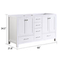 60 In Bathroom Vanity Without Top And Sink, 60 Inch Modern Freestanding Bathroom Storage Only, Bathroom Cabinet With Soft Close Doors And Drawers In White White Plywood