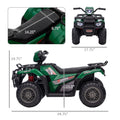 12V Kids Atv Battery Operated With Aux Port & Usb, Kids 4 Wheeler With Tough Wear Resistant Tread, Electric Four Wheeler Kids Ride On Car Electric Car, Green Green Steel