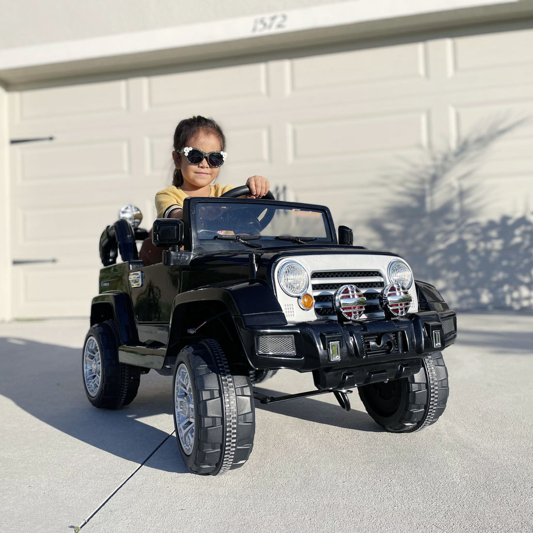 Kids Ride On Car, Off Road Truck With Mp3 Connection, Working Horn, Steering Wheel, And Remote Control, 12V Motor, Black Black Steel