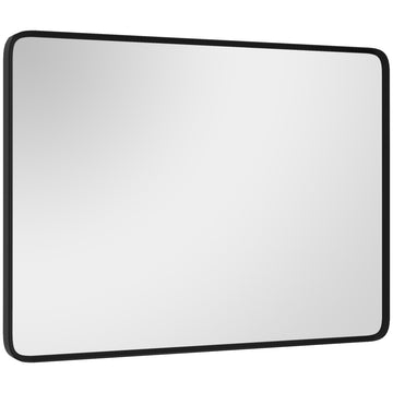 30 X 22 Inch Wall Mirror, Aluminum Frame Rectangular Wall Mirrors Decorative Mirror, 5 Layer Float Technology Mirror For Home Decor, Bathroom, Corner Hangs Horizontal Vertical Black Mdf