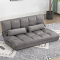Convertible Floor Sofa Chair, Folding Couch Bed, Guest Chaise Lounge With 2 Pillows, Adjustable Backrest And Headrest, Dark Gray Dark Gray Polyester