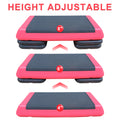 Adjustable Workout Aerobic Stepper In Fitness & Exercise Step Platform Trainer Red Black With 4 Risers Black Red Plastic