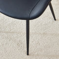 Black Artificial Leather Backrest Cushion Dining Chair, Black Metal Legs, Curved Widened Cushion Design For More Comfort, Suitable For Restaurants, Kitchens, Bedrooms, Offices. 4 Chairs 0502 Black Faux Leather