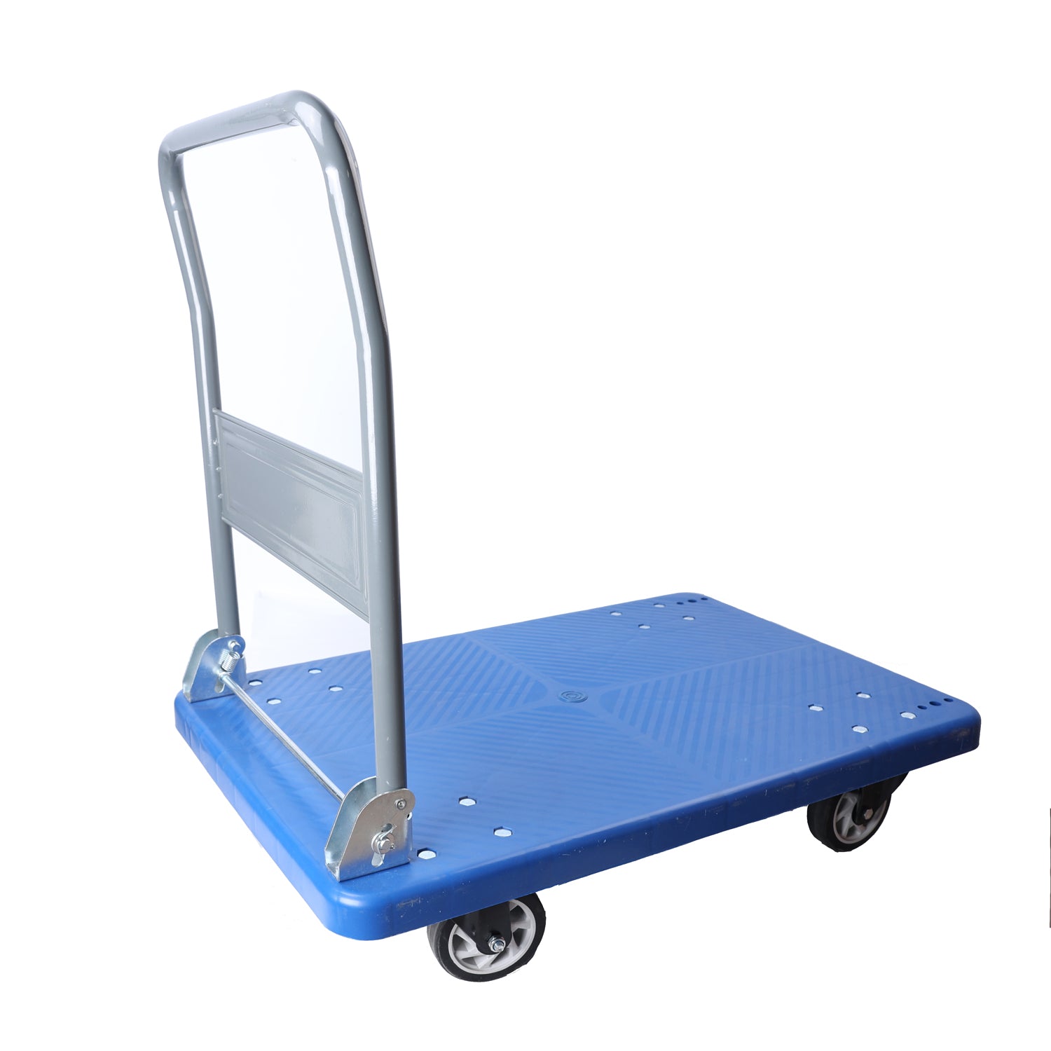 Hand Truck Upgraded Foldable Push Cart Dolly 660 Lbs Capacity Moving Platform Hand Truck Heavy Duty Space Saving Collapsible Swivel Push Handle Flat Bed Wagon Blue Metal Nylon