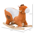 Kids Ride On Rocking Horse, Plush Animal Toy Sturdy Wooden Rocker With Songs For Boys Or Girls Brown Plush