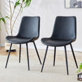 Black Artificial Leather Backrest Cushion Dining Chair, Black Metal Legs, Curved Widened Cushion Design For More Comfort, Suitable For Restaurants, Kitchens, Bedrooms, Offices. 4 Chairs 0502 Black Faux Leather