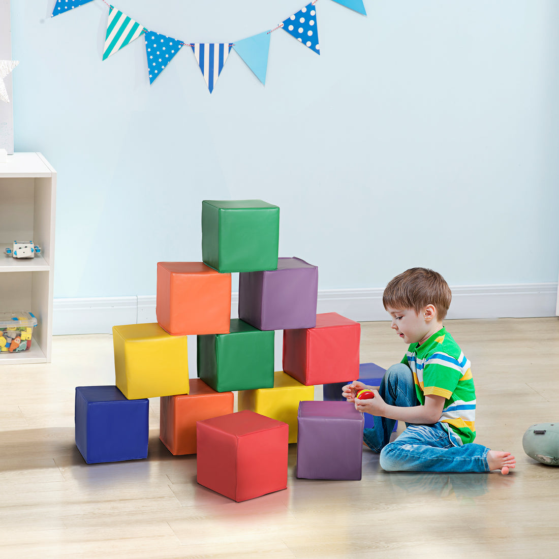 12 Piece Soft Play Blocks Soft Foam Toy Building And Stacking Blocks Compliant Learning Toys For Toddler Baby Kids Preschool Multi Pu