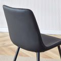 Black Artificial Leather Backrest Cushion Dining Chair, Black Metal Legs, Curved Widened Cushion Design For More Comfort, Suitable For Restaurants, Kitchens, Bedrooms, Offices. 4 Chairs 0502 Black Faux Leather