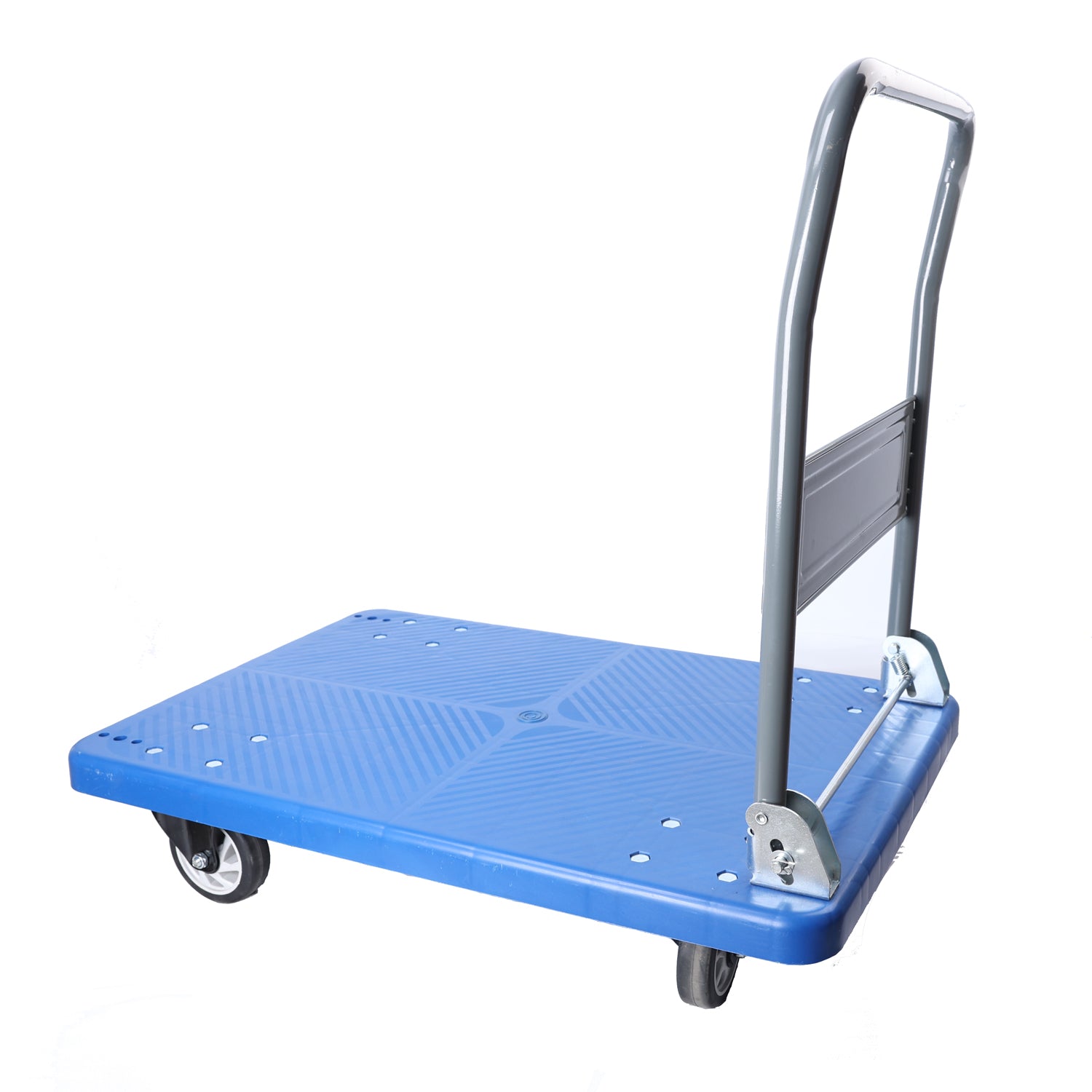 Hand Truck Upgraded Foldable Push Cart Dolly 660 Lbs Capacity Moving Platform Hand Truck Heavy Duty Space Saving Collapsible Swivel Push Handle Flat Bed Wagon Blue Metal Nylon