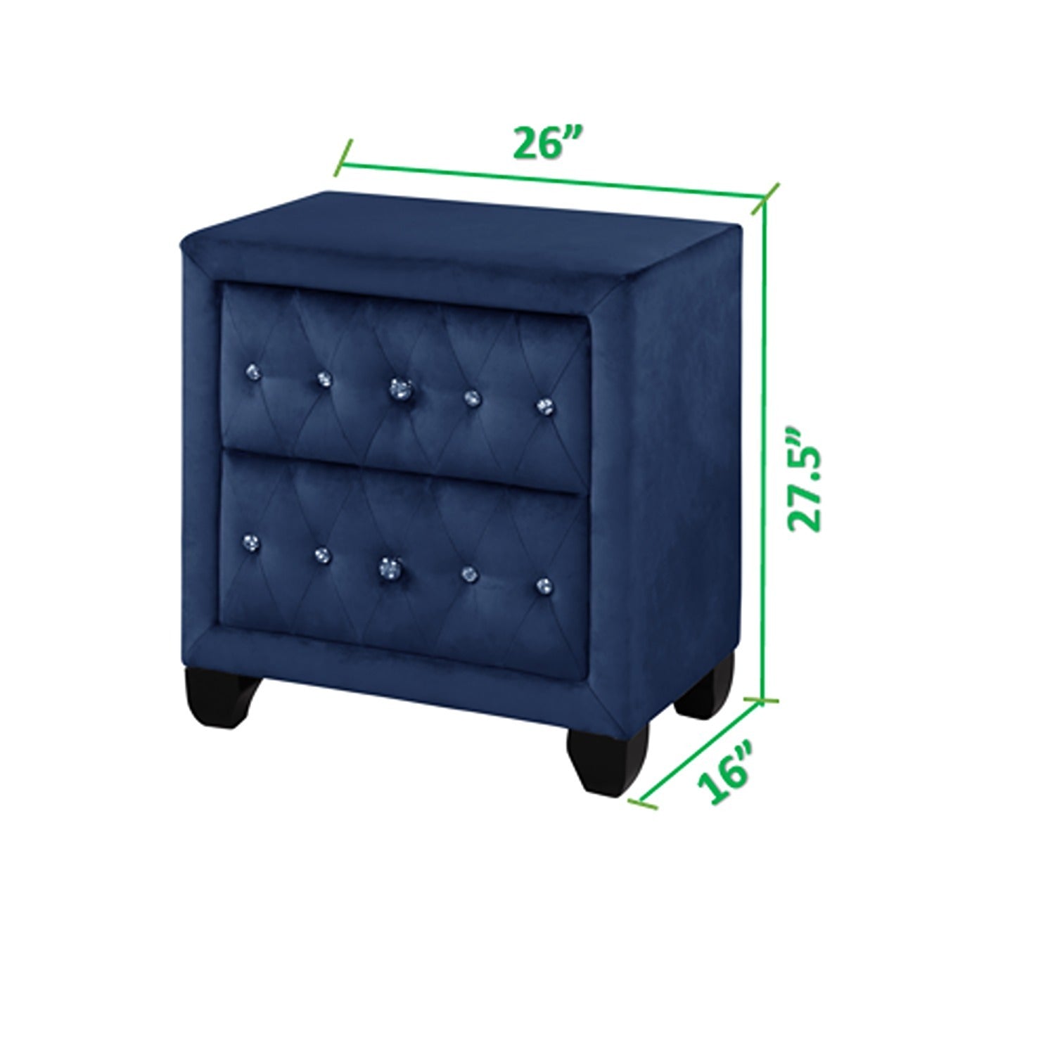 Monica Luxurious Four Poster Full 5 Pc Bed Made With Wood In Navy Box Spring Not Required Full Navy Wood 5 Piece Set Bedroom Bed Included,Chest Included,Dresser Included,Mirror Included,Nightstand Included Modern Upholstered Velvet Tufted Wood