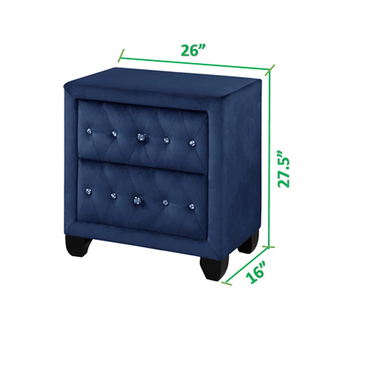 Sophia Modern Style Nightstand Made With Wood In Blue Blue 2 Drawers Contemporary,Modern Wood