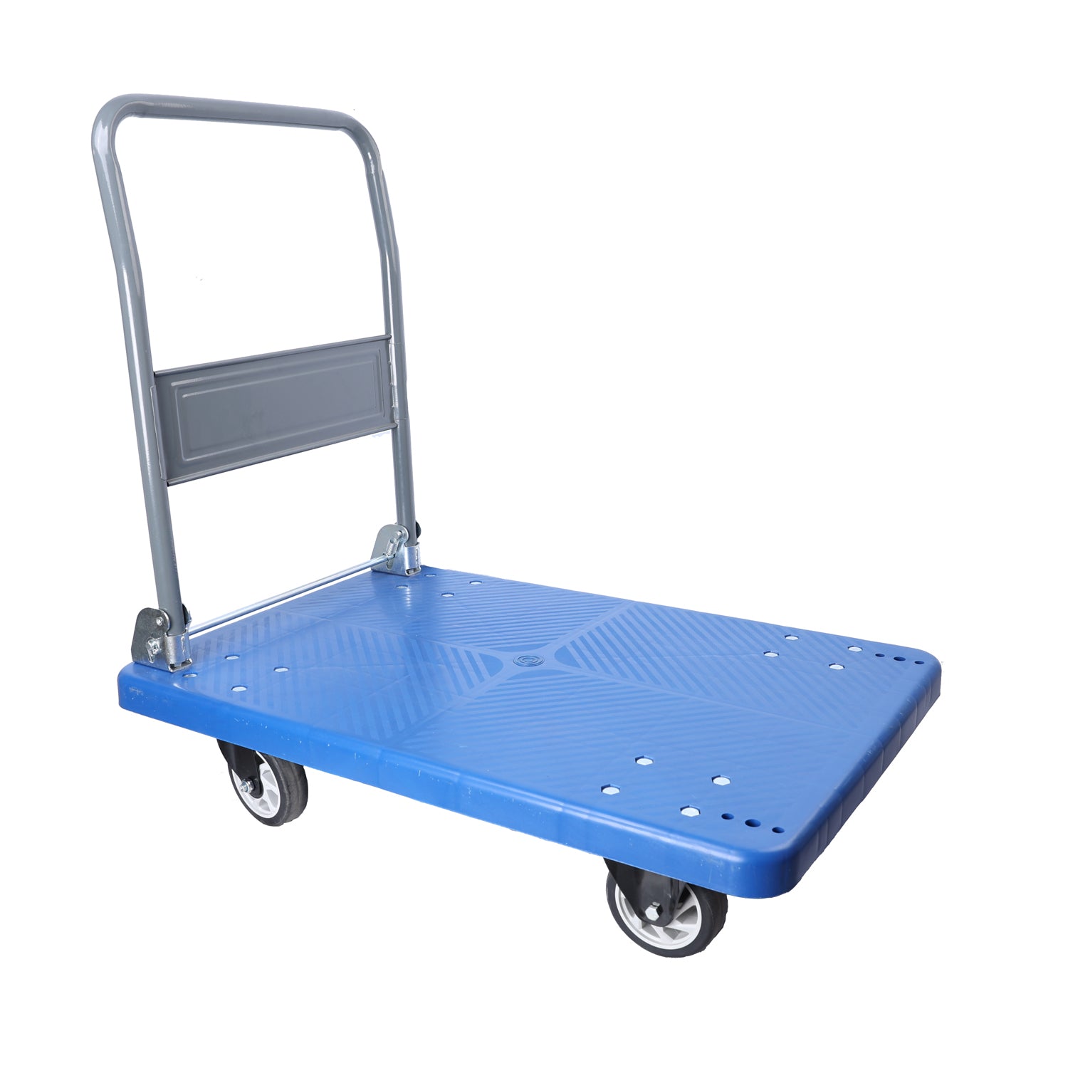 Hand Truck Upgraded Foldable Push Cart Dolly 660 Lbs Capacity Moving Platform Hand Truck Heavy Duty Space Saving Collapsible Swivel Push Handle Flat Bed Wagon Blue Metal Nylon