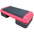 Adjustable Workout Aerobic Stepper In Fitness & Exercise Step Platform Trainer Red Black With 4 Risers Black Red Plastic