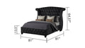 King 5 Pc Vanity Upholstery Bedroom Set Made With Wood In Black Box Spring Not Required King Black Wood 5 Piece Set Bedroom Contemporary,Modern Acacia Upholstered Velvet Tufted Wood