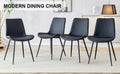 Black Artificial Leather Backrest Cushion Dining Chair, Black Metal Legs, Curved Widened Cushion Design For More Comfort, Suitable For Restaurants, Kitchens, Bedrooms, Offices. 4 Chairs 0502 Black Faux Leather