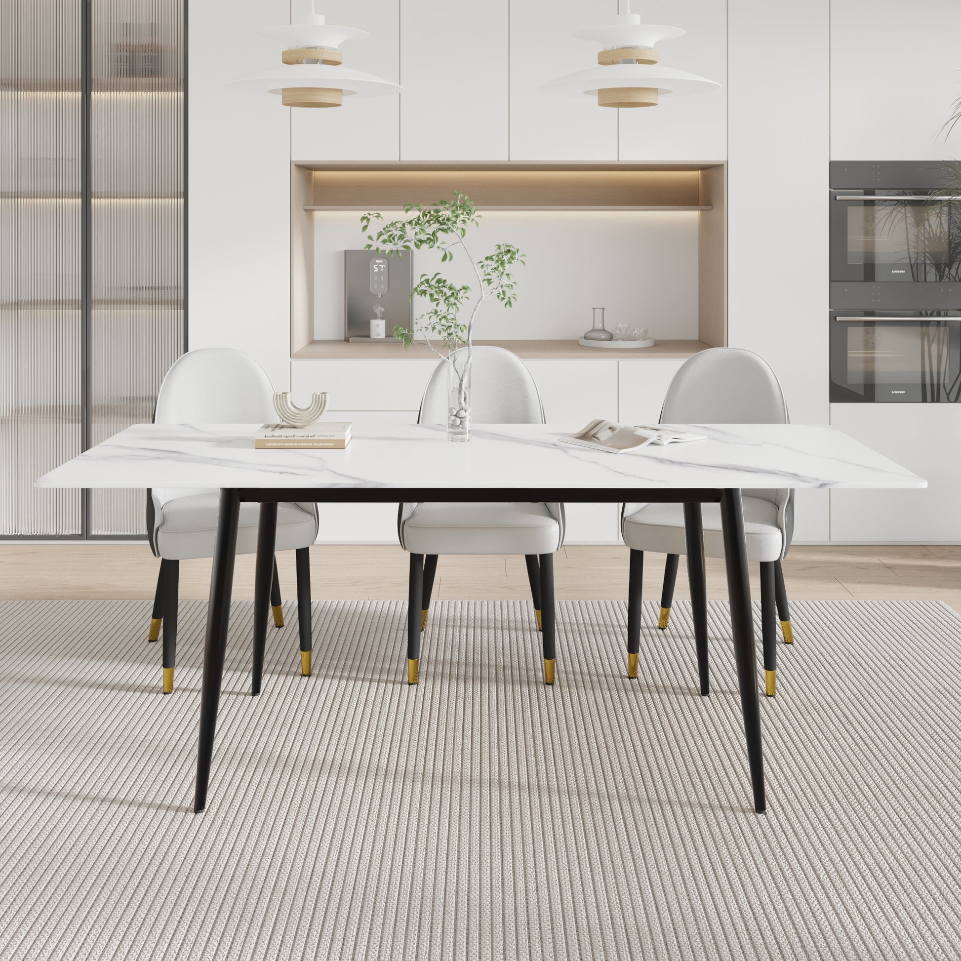 1.6 M Dining Table Panel Only The Turntable White Marble