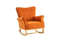 Baby Room High Back Rocking Chair Nursery Chaircomfortable Rocker Fabric Padded Seat ,Modern High Back Armchair Orange Primary Living Space Sponge Velvet