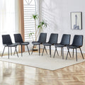Black Artificial Leather Backrest Cushion Dining Chair, Black Metal Legs, Curved Widened Cushion Design For More Comfort, Suitable For Restaurants, Kitchens, Bedrooms, Offices. 4 Chairs 0502 Black Faux Leather
