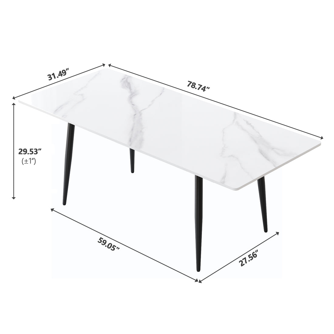 1.8 M Dining Table Panel Only The Turntable White Marble