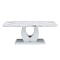 Modern Luxury Imitation Marble Light Gray Tea Table Coffee Table, Paired With Silver Stainless Steel Decorative Strips. Computer Desk. Game Table. Ct 1280 Light Grey Mdf