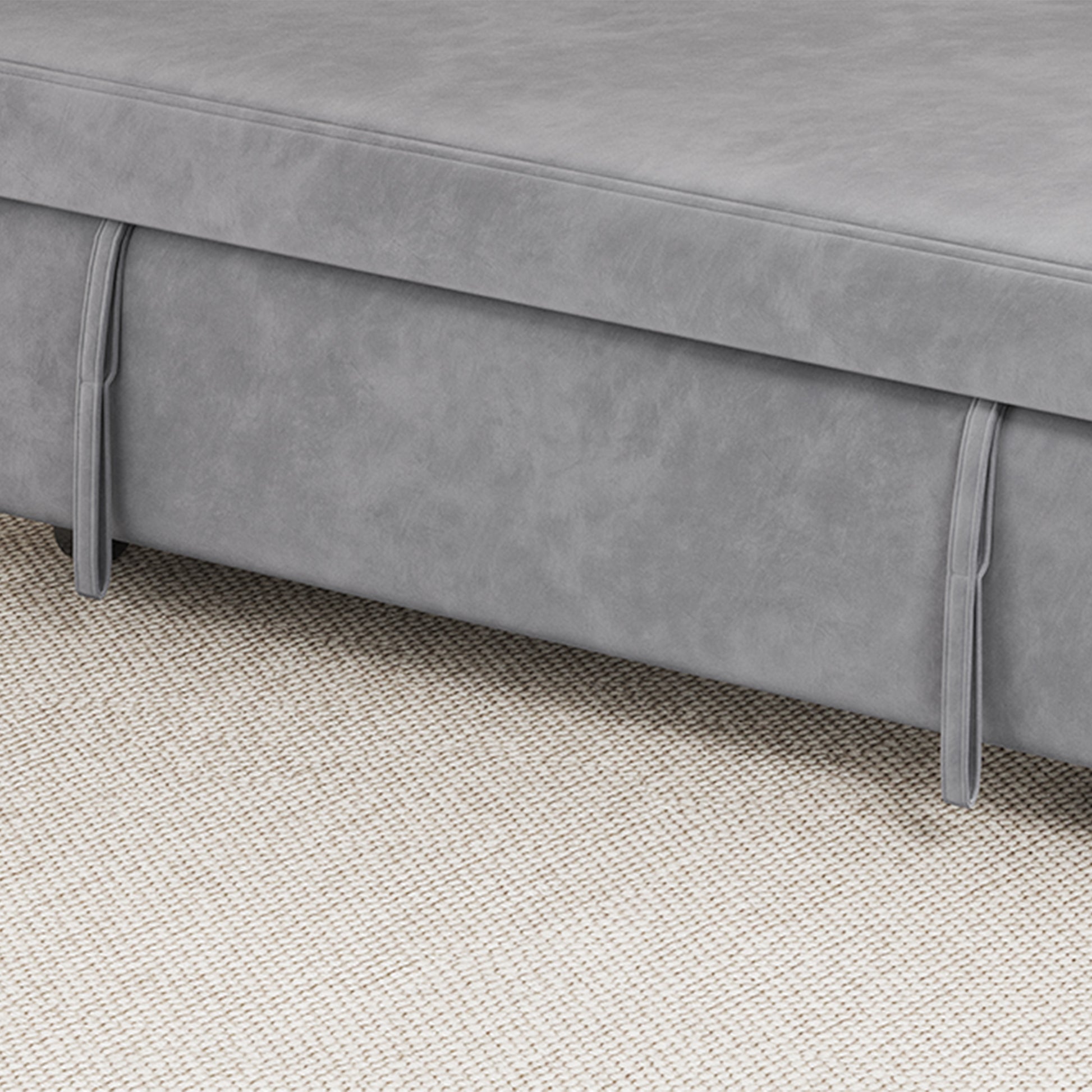 Sofa Pull Out Bed Included Two Pillows 54" Grey Velvet Sofa For Small Spaces Gray Altay Velvet