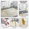 Modern Minimalist Style Rectangular Glass Dining Table With Tempered Glass Tabletop And Golden Metal Legs, Suitable For Kitchen, Dining Room, And Living Room, 63 Inches * 35.4 Inches * 30 Inches Golden Metal