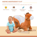 Kids Ride On Rocking Horse, Plush Animal Toy Sturdy Wooden Rocker With Songs For Boys Or Girls Brown Plush