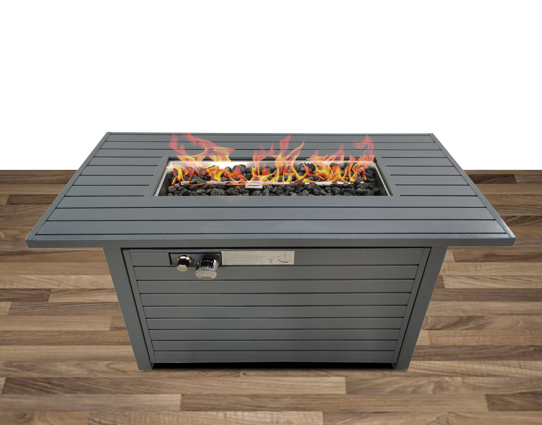 Steel Propane Natural Gas Outdoor Fire Pit Table With Lid Gray Garden & Outdoor Modern Stone Stainless Steel