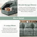 Free Combined Sectional Sofa 5 Seater Modular Couches With Storage Ottoman, 5 Pillows For Living Room, Bedroom, Office, Blue Green Blue Green Foam Chenille