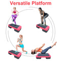 Adjustable Workout Aerobic Stepper In Fitness & Exercise Step Platform Trainer Red Black With 4 Risers Black Red Plastic