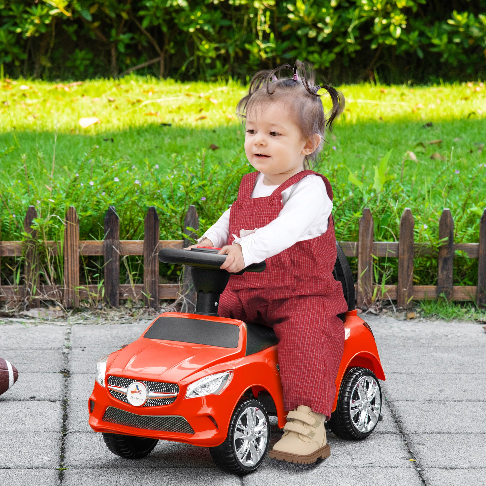 Kids Ride On Push Car, Foot To Floor Walking Sliding Toy Car For Toddler With Working Horn, Music, Headlights And Storage, Red Red Polypropylene