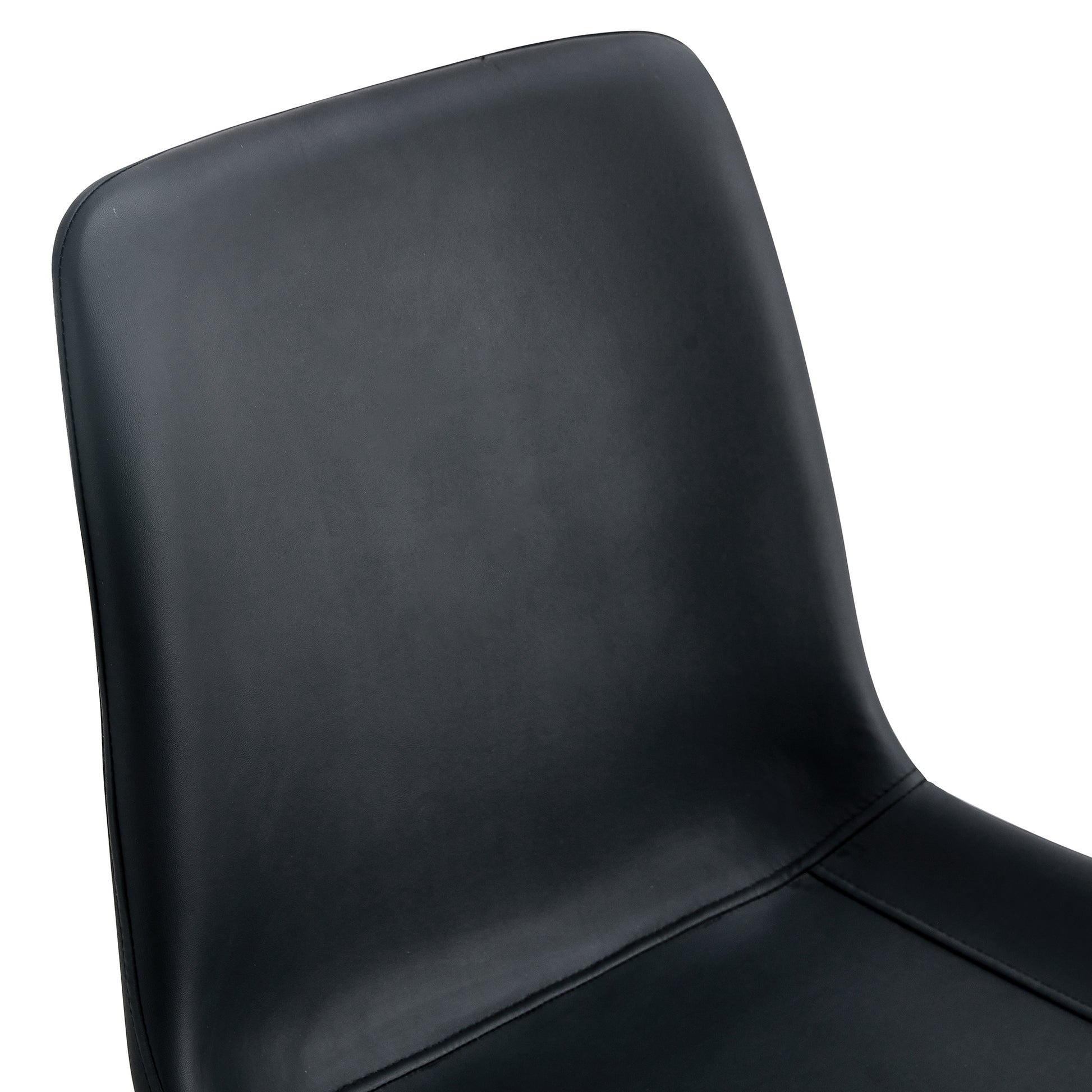 Black Artificial Leather Backrest Cushion Dining Chair, Black Metal Legs, Curved Widened Cushion Design For More Comfort, Suitable For Restaurants, Kitchens, Bedrooms, Offices. 4 Chairs 0502 Black Faux Leather