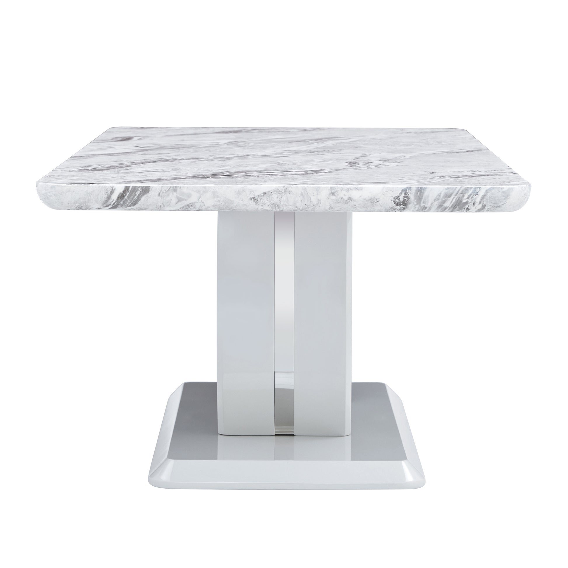 Modern Luxury Imitation Marble Light Gray Tea Table,Coffee Table, Paired With Silver Stainless Steel Decorative Strips. Computer Desk. Game Table. Ct 1280 Light Grey Mdf