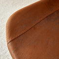 Brown Suede Backrest Cushion Dining Chair, Black Metal Legs, Curved Widened Cushion Design, More Comfortable, Suitable For Restaurants, Kitchens, Bedrooms, Offices. 6 Chairs 0502 Brown Suede