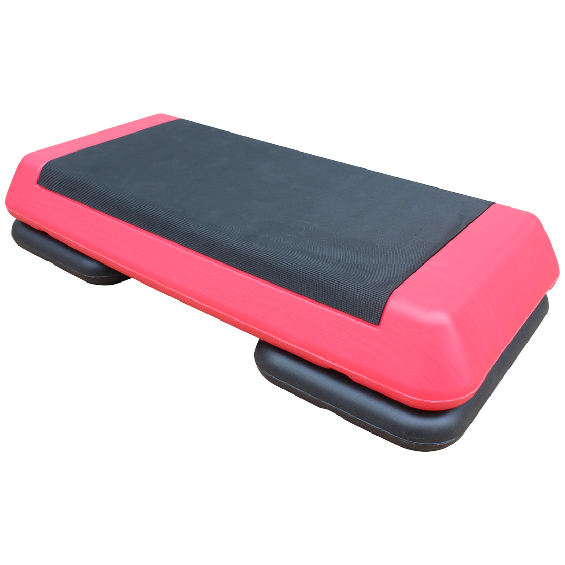 Adjustable Workout Aerobic Stepper In Fitness & Exercise Step Platform Trainer Red Black With 2 Risers Black Red Plastic