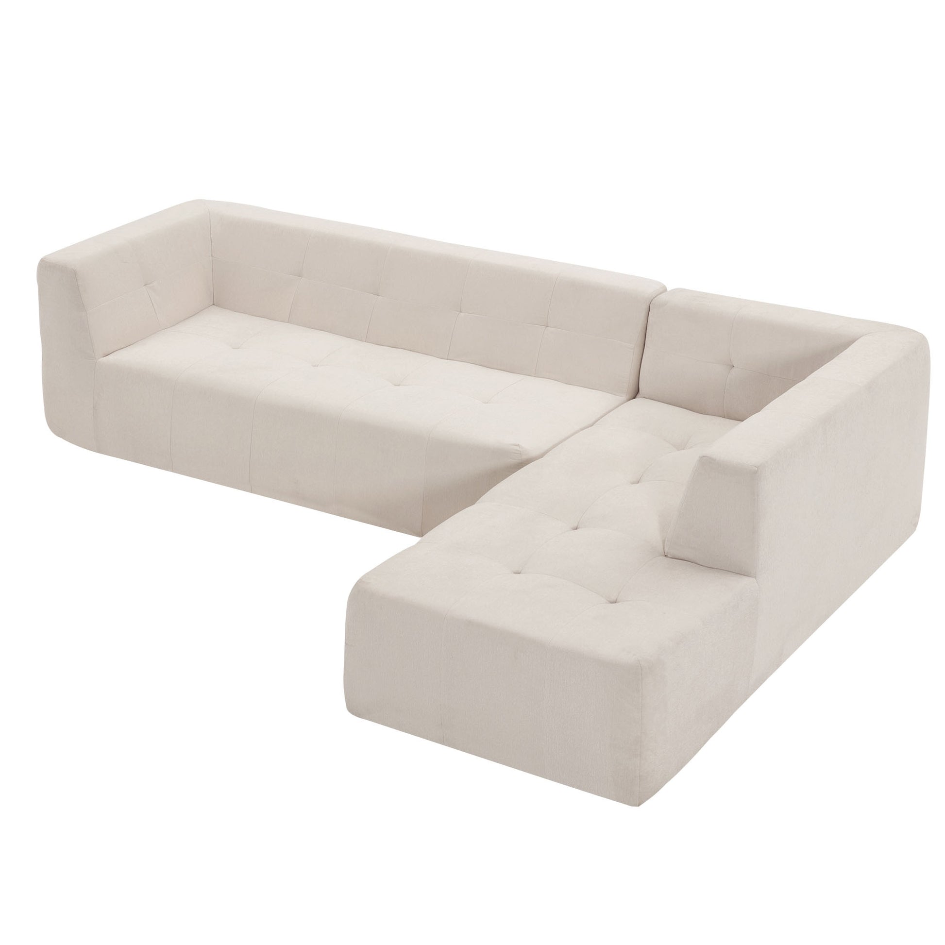 110.2*72.8" Modular Modular Combination Living Room Sofa Set, Modern Minimalist Sofa, Living Room Upholstered Sofa Bed, Bedroom, 2Pcs Computer Free Combination, L Shaped,Beige Beige Foam Chenille 3 Seat