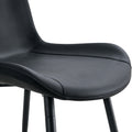 Black Artificial Leather Backrest Cushion Dining Chair, Black Metal Legs, Curved Widened Cushion Design For More Comfort, Suitable For Restaurants, Kitchens, Bedrooms, Offices. 4 Chairs 0502 Black Faux Leather