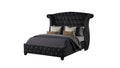 Crystal Tufted King Bed Made With Wood In Black Box Spring Not Required King Black Wood Bedroom Contemporary,Modern Acacia Upholstered Velvet Wood