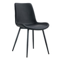 Black Artificial Leather Backrest Cushion Dining Chair, Black Metal Legs, Curved Widened Cushion Design For More Comfort, Suitable For Restaurants, Kitchens, Bedrooms, Offices. 4 Chairs 0502 Black Faux Leather