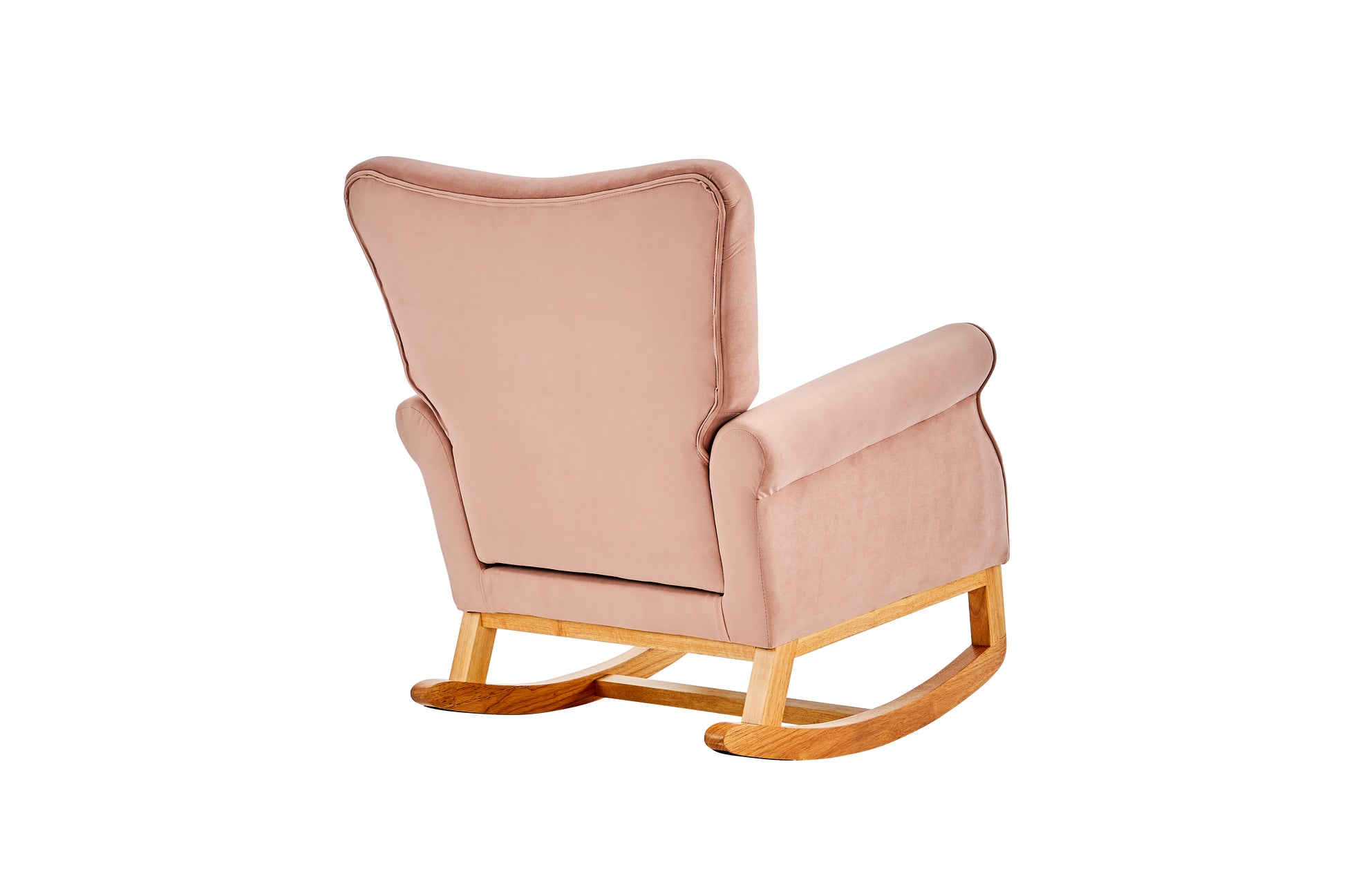 Baby Room High Back Rocking Chair Nursery Chaircomfortable Rocker Fabric Padded Seat ,Modern High Back Armchair Pink Primary Living Space Sponge Velvet