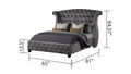 Sophia Modern Style Crystal Tufted Queen 4 Piece Includes: Queen Size Bed, Nightstand, Vanity Set Velvet Fabric Upholstery Vanity Bedroom Set Made With Wood In Gray Box Spring Not Required Queen Gray Wood 4 Piece Set Bedroom Contemporary,Modern Acacia